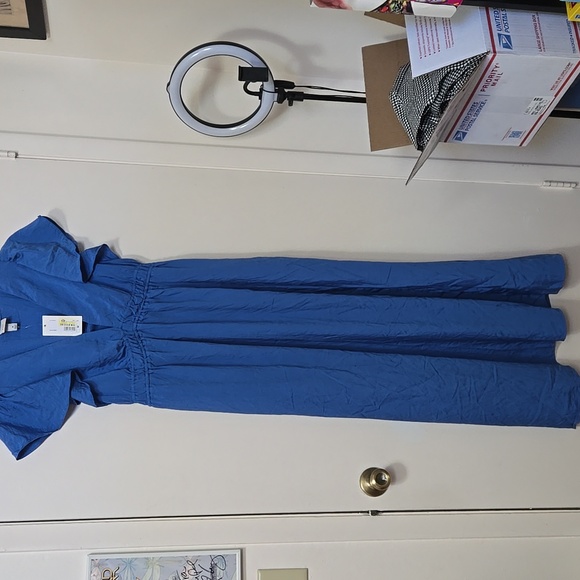 Women’s A New Day BLUE Flutter Ruffle Short Sleeve Maxi Dress Size M Spring NWT - Picture 2 of 9